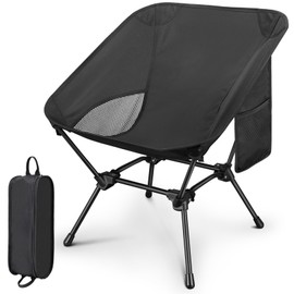 CVLIFE Camping Chair Portable Folding Backpacking Chair for Outdoor Hunting Fishing Hiking Black