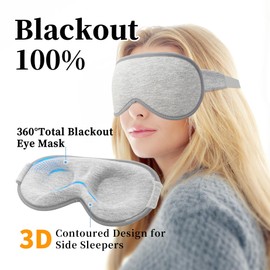 3D Sleep Mask for Men&Women, 2 Pack Contour Eye Masks for Sleep, Side Sleeping Mask for Men&Women, Blackout Eye Mask for Sleeping Eye Mask, Airplane Travel Essentials for Men, Meditation Black & Gray