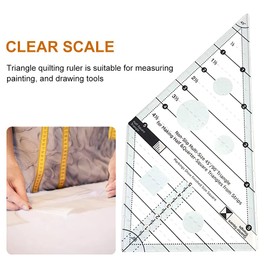 QOTSTEOS Quilting Ruler Triangle Quilting Ruler Craft Sewing Non Slip Transparent Portable 45 90 Degree Triangle Quilting Ruler 8.75 x 4.44 Inch