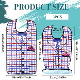 ueslwser Bibs for Adults, Waterproof Adjustable Clothing Protectors, Reusable Adult Bibs for Men, Dinning Bibs for Adults, Elderly and Disabled