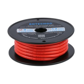 BNTECHGO 8 Gauge Silicone Wire Spool 25 ft Red Flexible 8 AWG Stranded Tinned Copper Wire
