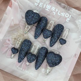 Brown Sugar Sugar Handmade Nail Tips - Stiletto L / 흑설탕 슈거 수제네일팁 - 스틸레토L