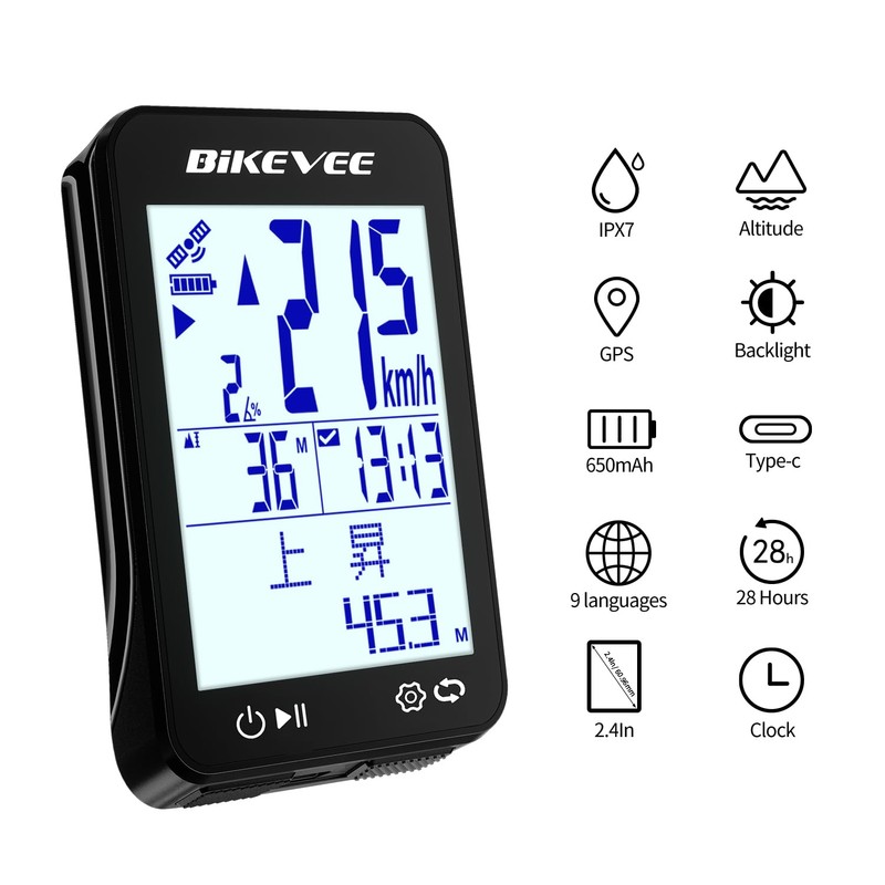 Bikevee GPS Wireless Bicycle Speedometer, Cycle Computer, Auto Start Stop,