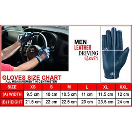 Men's Chauffeur 100% Genuine Lambskin Leather Gloves Full Finger Car Driving Motorcycle Bikers Riding Gloves (NAVY BLUE, XL)
