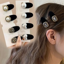 [VOKLLIYU] 8-Piece Set Hair Clip, Pearl Hairpins, Hair Clips, Hair Ornaments, Bangs, Glitter Pin, Vintage Velvet Hair Accessory, Cute, Everyday Use, Party, Stylish, Women's, Women's, Set of 8