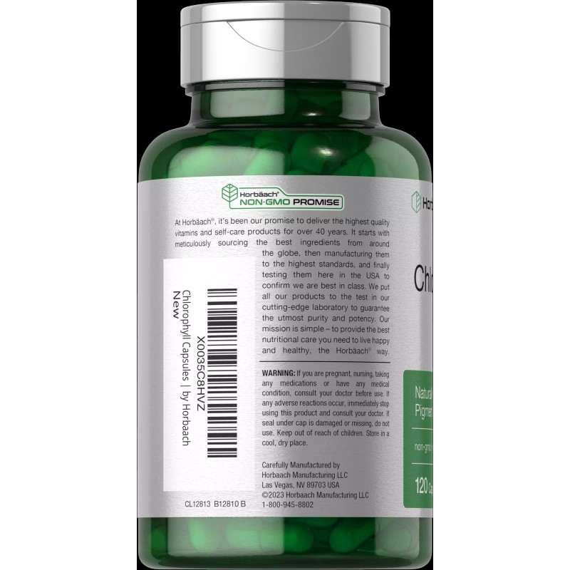 Horbäach Chlorophyll Capsules | 120 Count | Naturally-Occurring Pigment |