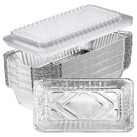 Olymajy Foil Food Containers with Lids, 25PCS 670ml Foil Trays, Large Aluminium Foil Trays with Transparent Lid, Aluminium Foil Food Containers for Baking, Roasting, Cooking