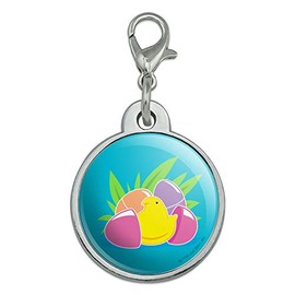 GRAPHICS & MORE Peeps Hatching Out of Plastic Easter Egg Chrome Plated Metal Pet Dog Cat ID Tag