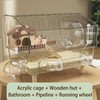 Luxury Acrylic Hamster Habitat, Multi-Level with Wooden House, Exercise Wheel,