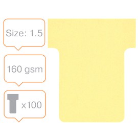 Nobo Card Board Accessory T-Cards, Size 1.5, Pack of 100 yellow