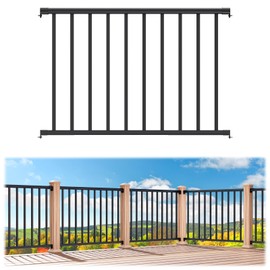Egadis 1 Pack 36 in. H x 4 ft. W Porch and Deck Railing Kit Without Post, Aluminum Railing Kit, Black Textured Powder-Coat Finish Rail System for Outdoor Decks, Porches & Balconies (1 Panel)