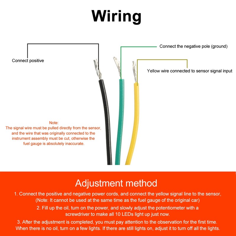 LED Fuel Meter Gauge Indicator 52mm Dia 12V Adjustable Resistance