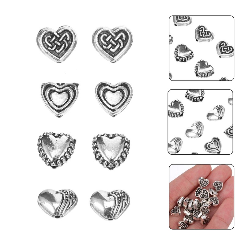 Tofficu Bulk Jewelry Supplies 100pcs Heart Shape Spacer Beads for