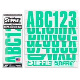 Stiffie Uniline Seafoam Green 3" Alpha-Numeric Registration Identification Numbers Stickers Decals for Boats & Personal Watercraft