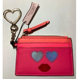 Victoria's Secret 8" Hot Pink Iridescent ID Card Coin Case Keychain Bag Charm