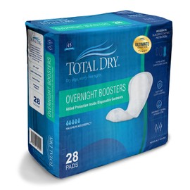 TotalDry Ultimate Overnight Booster Pads. Use with Briefs or Protective Underwear. Prevent Leakage, Sleep Through The Night - Maximum Absorbency