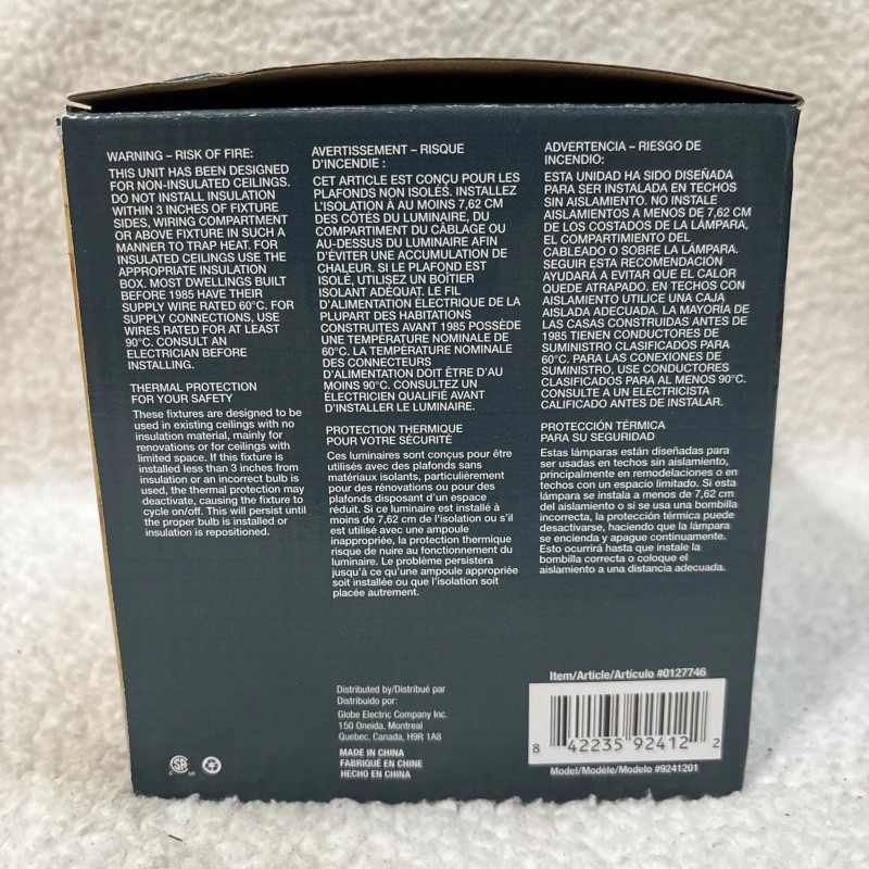 Globe Utilitech 4" Baffle Recessed Lighting Kit 0127746 LED Ceiling