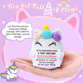Positive Unicorn Teen Girl Gifts, Back to School First Day of School Gifts for Students, Birthday Gift for Friend, Stress Relief Present for Coworker, Christmas Stocking Stuffer, Crochet Unicorn Decor