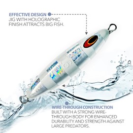 5" Eddie Bomb Jigs 16oz, 2 Pcs Silver Zebra Glow for Vertical Flat Fall Jigging, Unrigged, Ideal for Bluefin Tuna & Offshore Big Game Fishing