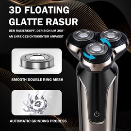 Electric Razor for Men, Men's Electric Shaver, 3-Blade Rotary Shaving System, Type-C Fast Charging, LED Display, Waterproof Wet Dry Cordless Razor (Black)