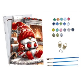 ossomo Paint by Numbers Kit for Adults Beginners with Wooden Frame,Christmas Gnome Paint by Number on Canvas,DIY Painting Kits Art Crafts Suitable for Home Wall Decoration 8x12inch