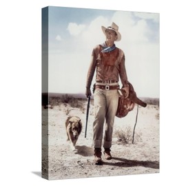 ART.COM Stretched Canvas Print ca., 1953 - Actor John Wayne on the movie set of Hondo (Hondo, L'Homme du Desert), directed by, 12" x 16"