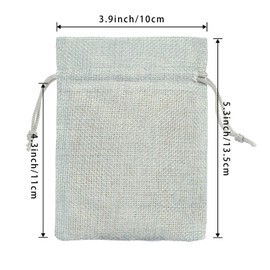AKLVBL 24 Pack 3.9x5.3 Inch Pewter Color Burlap Favor Gift Bags, Small Gift Bags,Linen Jewelry Pouches with Drawstring for Gifts and Wedding Party