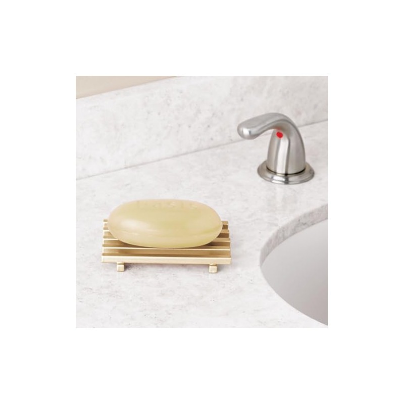 iDesign Saver Kitchen and Bathroom Bar Holder-Soft Brass Soap Dish