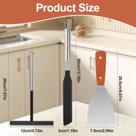 AYSYR Crepes Distributor Set, with 1 Crepe Spatula, 1 Pancake Turner and 1 Grill Spatula, Stainless Steel, Kitchen Baking Cooking Baking Tools for Home, Spatula Set for DIY