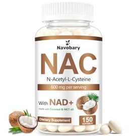 NAC N-Acetyl-L-Cysteine 600mg with NAD+ – 150 Softgels, Glutathione | Antioxidant & Glutathione Supplement – Liver, Immune & Cellular Support – NAD+, 