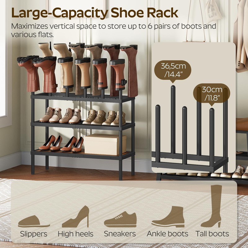 YATINEY Free Standing Shoe Rack, Tall Boots Rack Organizer, Boot