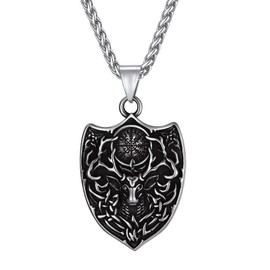 Supcare Rune Necklace for Men Boys Viking Rune Pendant Viking Rune Necklace with Deer/Bear Claw/Wolf Head/Cross Pendant Punk Lucky Charm Viking Jewellery for Birthday Valentine's Day, Stainless Steel