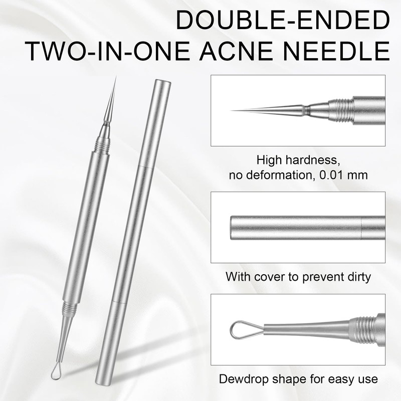 Blackhead Extractor, Metal 2 in 1 Black Head Acne Clean