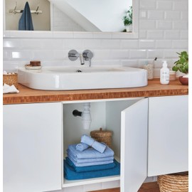 Wirquin 30723101 Komplettset für Waschbecken mit Quick-Clac-Spundloch, Edelstahlventil und externem Überlauf, weiß