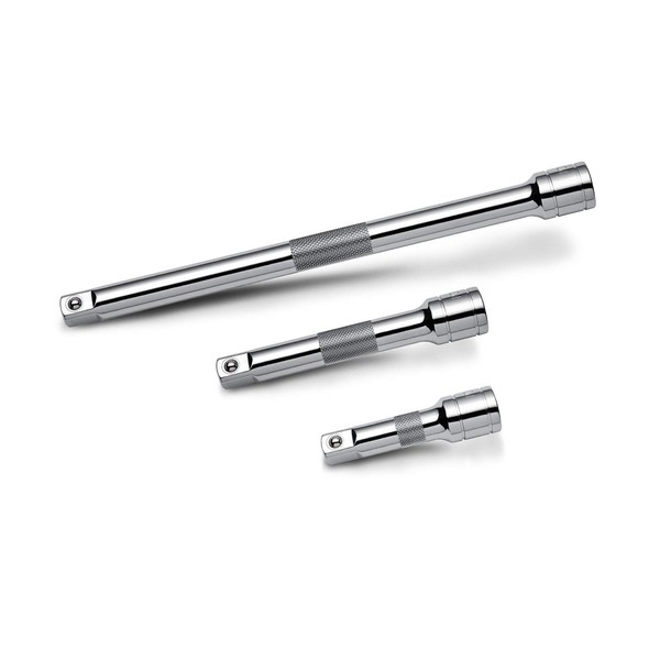 Powerbuilt 1/4" Drive Extension Bar Set, 3 Piece, Includes 2, 3, and 6 Inch Extensions, Use Ratchet to Reach, Non-Slip Grip 640842