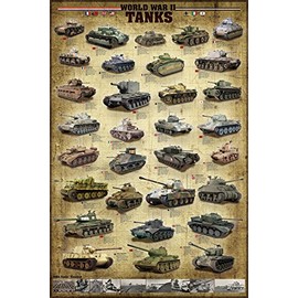 EuroGraphics Tanks of World War II Poster Sherman Panzer Pershing Churchill Tiger 24x36