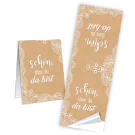 Logbuch-Verlag 25 kleine Schön dass Du da bist Schachteln Tischkarten für Gastgeschenke und give-aways weiß beige natur cremefarben 14 x 10,5 x 3 cm