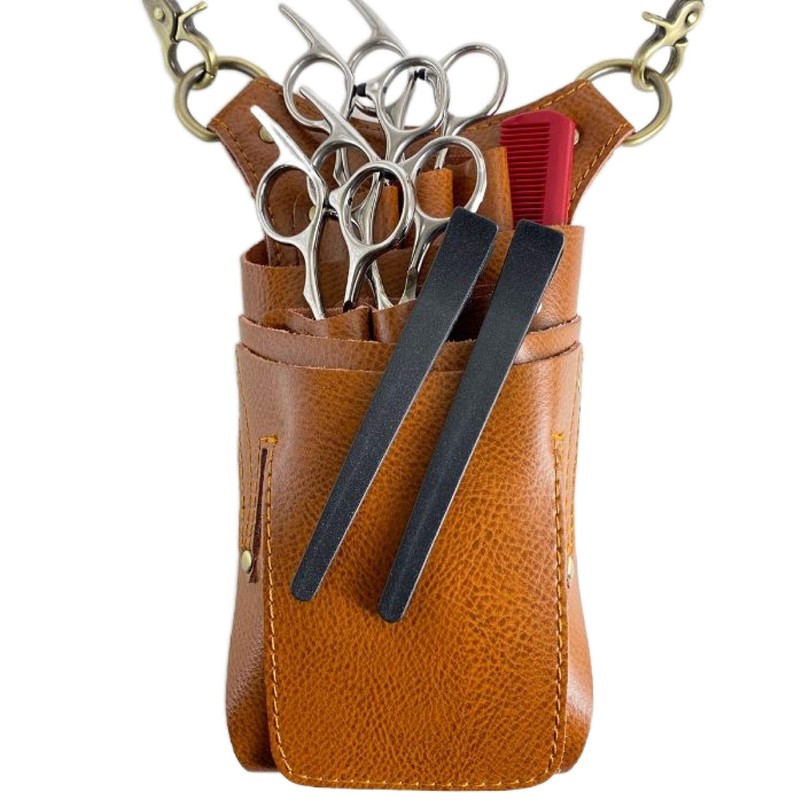 GLASS FROG Scissor Case, 6 Scissors, Main Body/Belt, Genuine Leather,