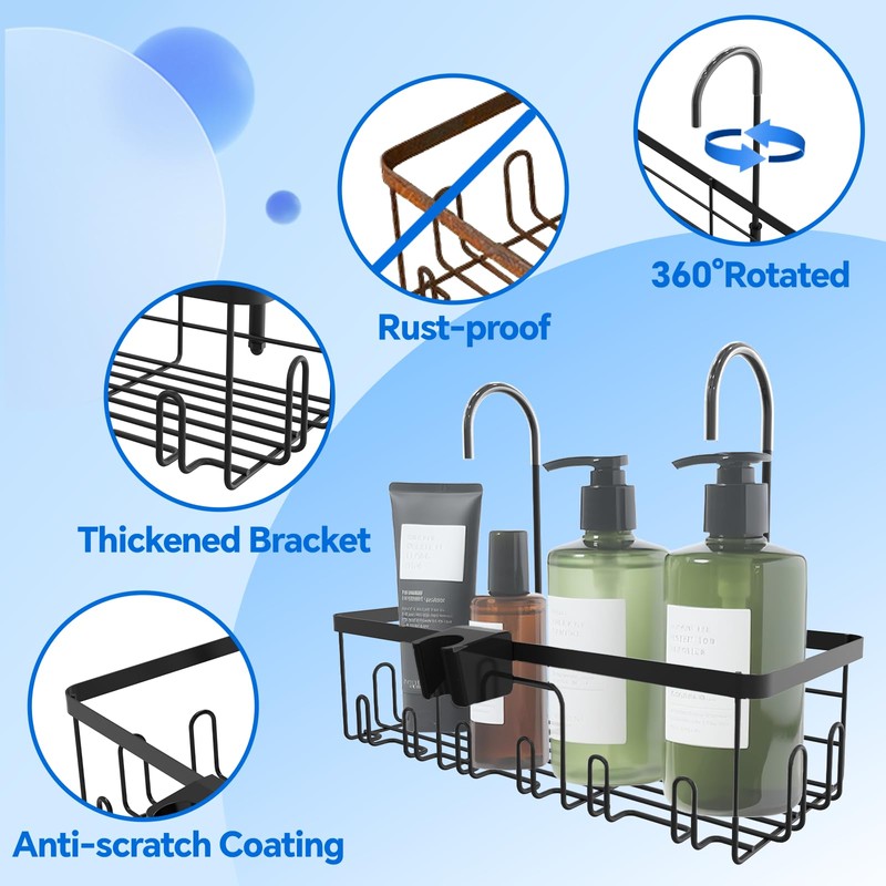 Codonen Shower Caddy Hanging, Showers Organizer Rack with Hooks for