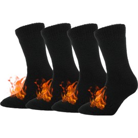 BomKinta Thermal Socks Men - Winter Warm Socks for Cold Weather Crew Socks - Cozy Soft Thick Christmas Boot Socks Black Black Size 7-11