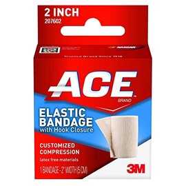 Ace Elastic Bandage Wraps with Hook Closure, Non-Sterile, Latex-Free, 2 in x 4.2 ft, 1 Count, 1 Pack