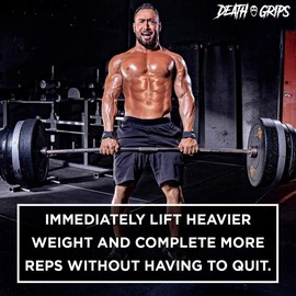 JerkFit Death Grips, Lifting Straps for Deadlifts, Pull Ups, and Heavy Shrugs, with Padded Support, Palm Protection & Increased Grip for Heavy Pull Lifts (Large)