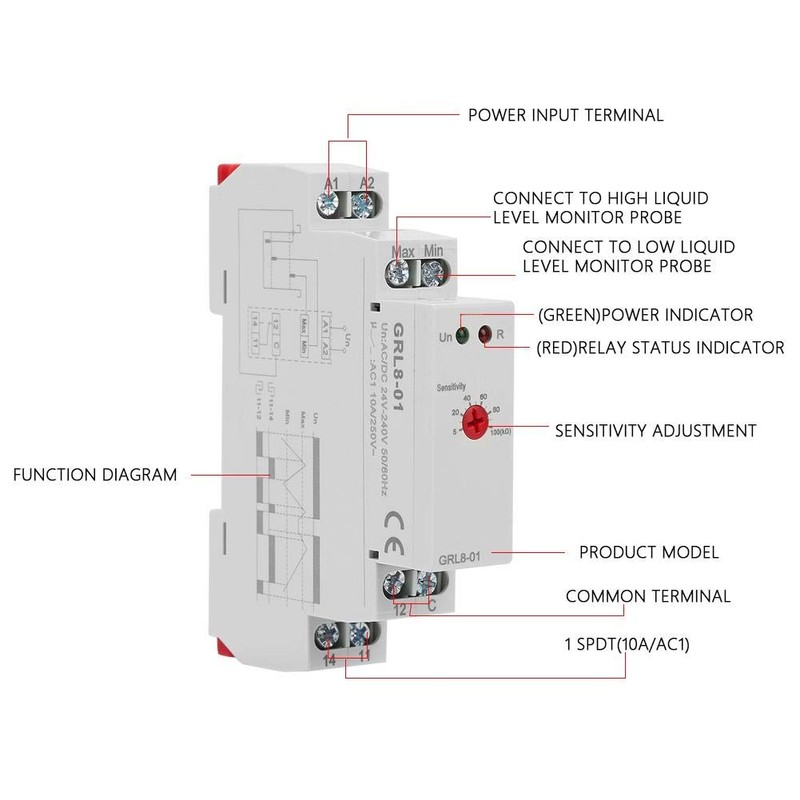 GRL8-01 Water Level Regulator 10A (AC/DC 24V-240V)