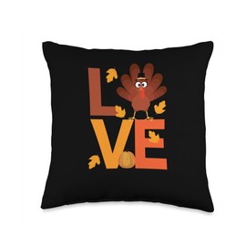 Pilgrim Costume Turkey Meat Thanksgiving Shirt Love Pilgrim Turkey Lover Cute Thanksgiving Day Fall Autumn Throw Pillow, 16x16, Multicolor