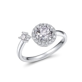 April Birthstone Rings for Women 925 Sterling Silver Womens Month Ring Adjustable Ring Anniversary Birthday Jewelry Gift Jewelry for Wife Mom Daughter