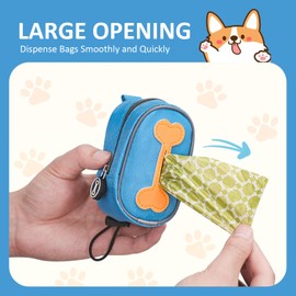 Wenbujiadian Hands Free Dog Poop Bag Holder for Leash with Big Opening, Dog Poop Bag Holder, Zippered Pouch with Carabiner Hook Waterproof Dog Poop Bag Holder(1 Doggy Bag) (Orange)