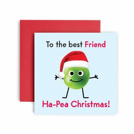 Huxters Christmas Cards for Her- Ha Pea Christmas Funny Christmas Card for Women Friend - Funny Christmas Day Card for Best Friend Fun Happy Christmas - 14.8cm (Friend)
