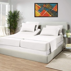 California King Sheets Set for Adjustable Beds - Split Cal King Sheets - 5 Piece Set - 100% Cotton (White)
