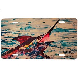 LPG Apparel Co. Big Game Sport Fishing Vanity Front License Plate Tag | Made in The USA (Electric Marlin)