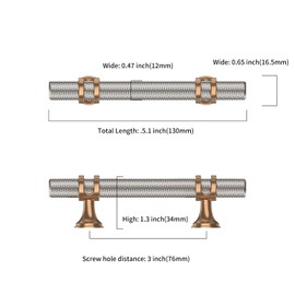 Asidrama 10 Pack 3 Inch(76mm) Knurled Satin Nickel and Champagne Bronze Kitchen Cabinet Handles, Cabinet Pulls Kitchen Cabinet Hardware Cupboard Handles Drawer Pulls